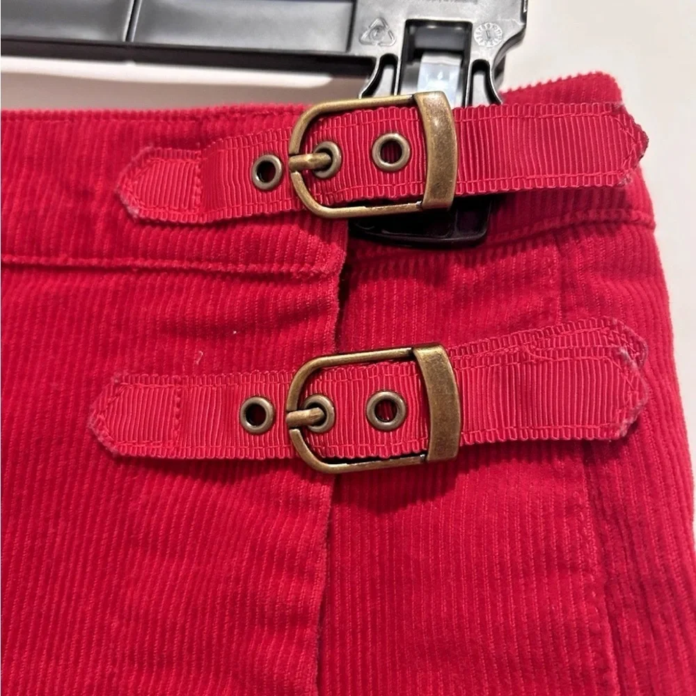Polo Ralph Lauren Girls Red Corduroy Pleated Kilt Skirt Girls Size L 12 Preppy